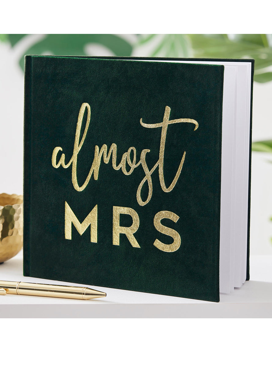 Almost Mrs Green Velvet 32 Page Hen Party Guest Book - Lifestyle Image