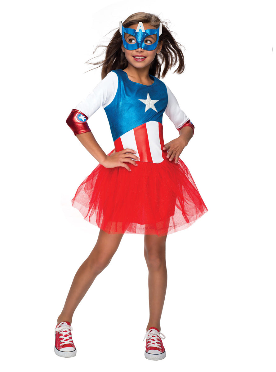 Captain America Girls Superhero Tutu Costume - Main Image