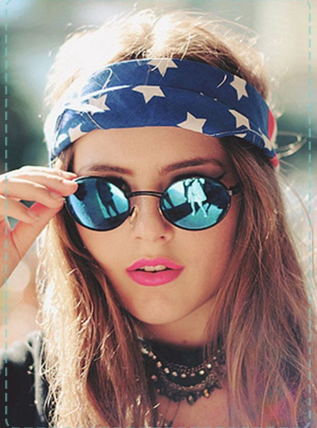 American Flag Print Adults Rock and Roll Costume Bandana - Lifestyle Image