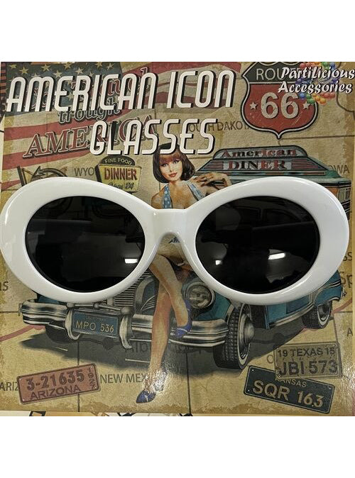 American Icon Adults White Costume Sunglasses - Main Image