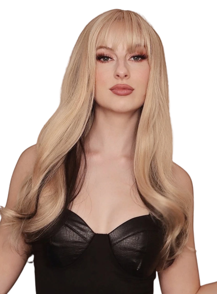 Amy Heat Resistant Blonde and Brown Wavy Wig with Fringe