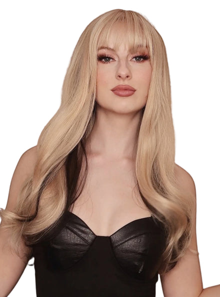 Amy Heat Resistant Blonde and Brown Wavy Wig with Fringe