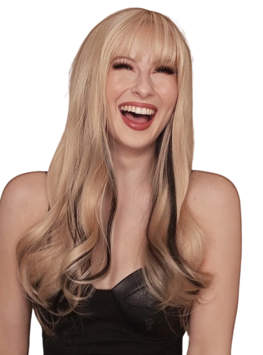 Amy Heat Resistant Blonde and Brown Wavy Wig with Fringe