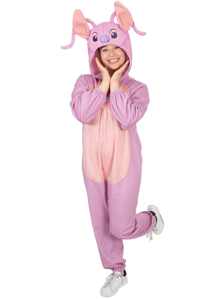 Lilo And Stitch Adults Pink Angel Character Costume Onesie - Main Image