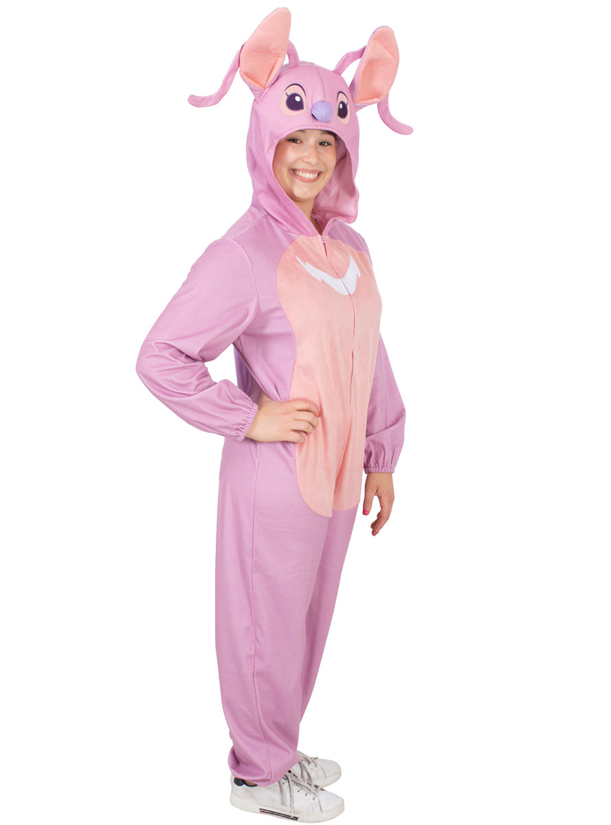 Lilo And Stitch Adults Pink Angel Character Costume Onesie - Side Image