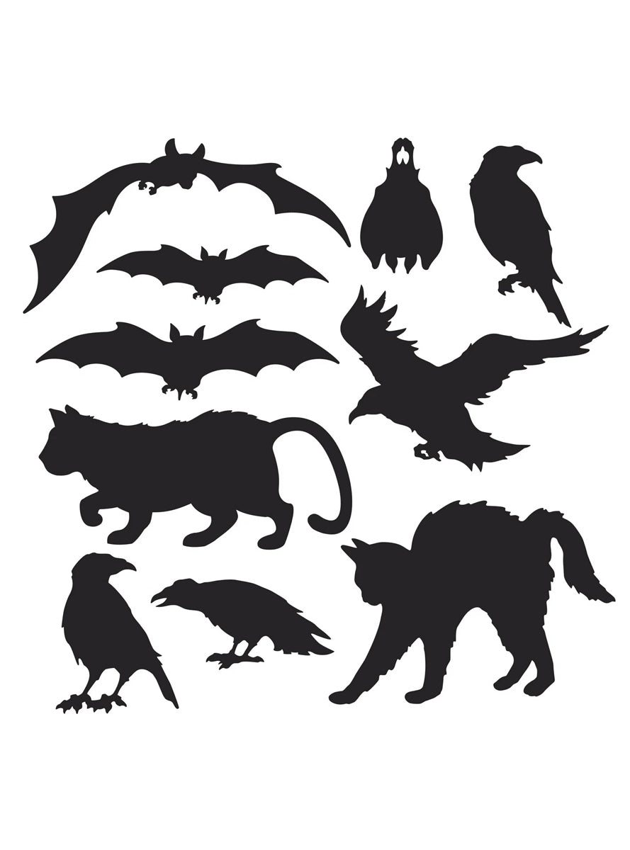 Pack of 10 Animal Silhouette Cut Out Halloween Decorations - Main Image
