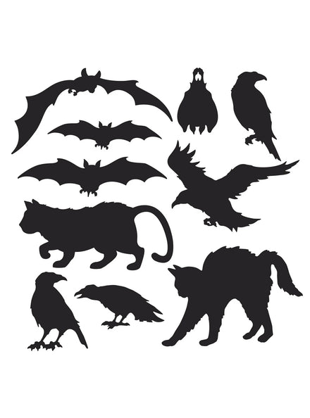 Pack of 10 Animal Silhouette Cut Out Halloween Decorations - Main Image