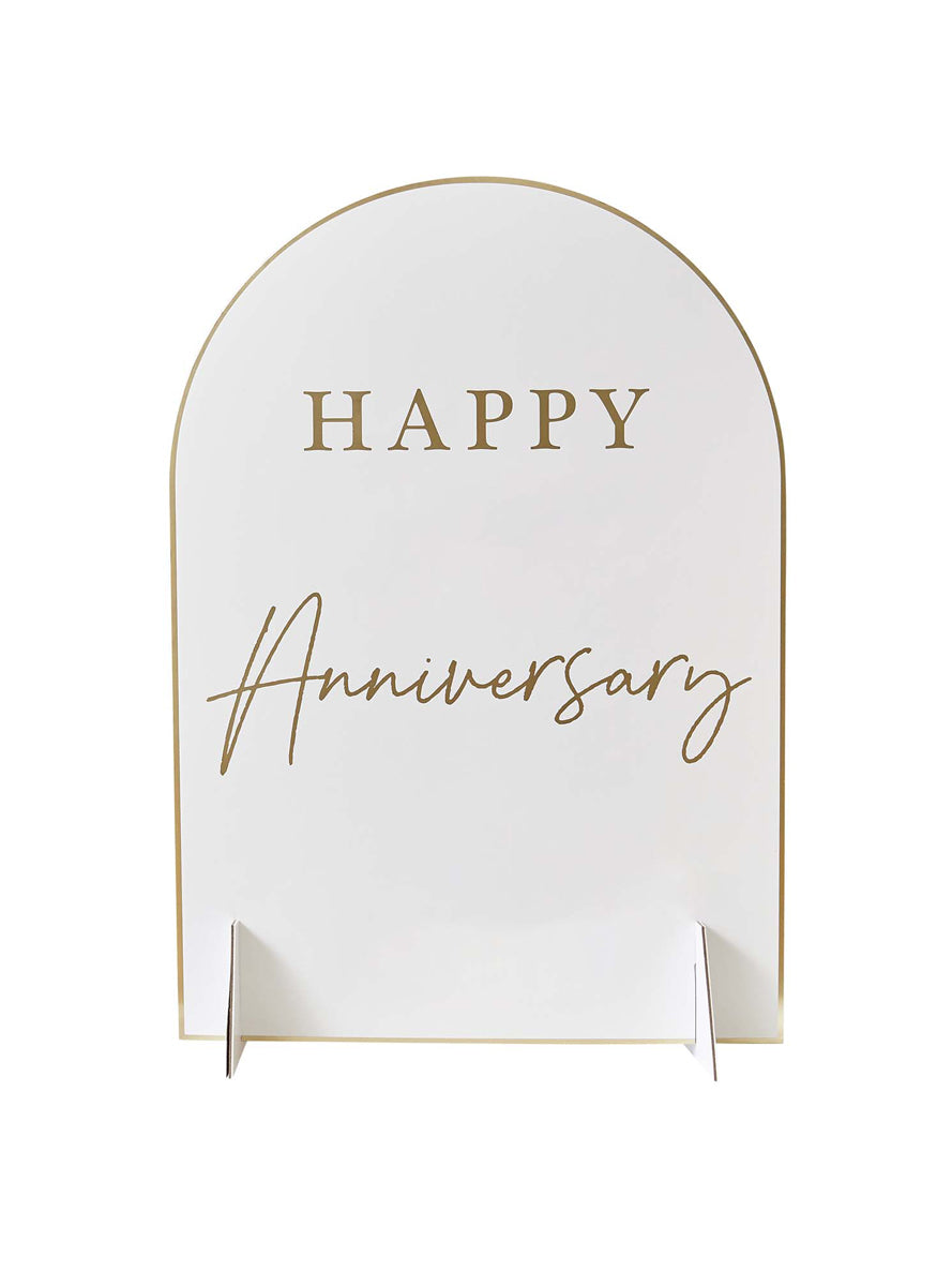 Anniversary White And Gold 45cm Customisable Table Sign — Alternative Image 2
