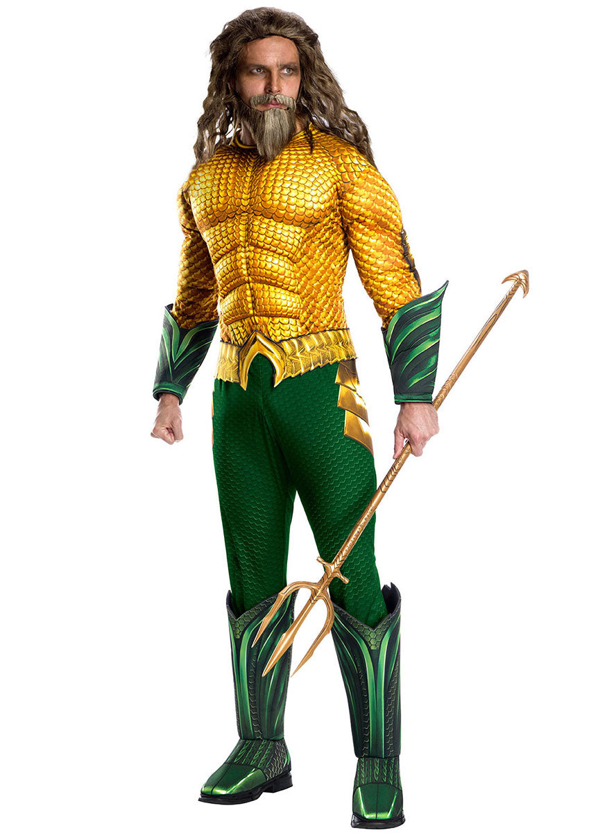 Aquaman Deluxe Mens Superhero Muscle Chest Costume - Main Image