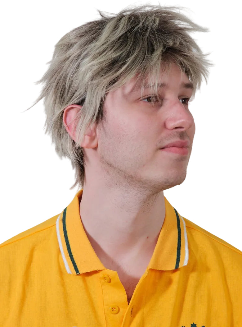 Aussie Spin King Mens Short Blonde Costume Wig - Alternative Image 3
