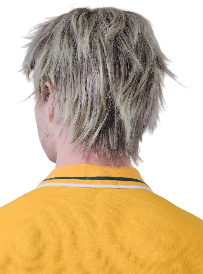 Aussie Spin King Mens Short Blonde Costume Wig - Back Image 1