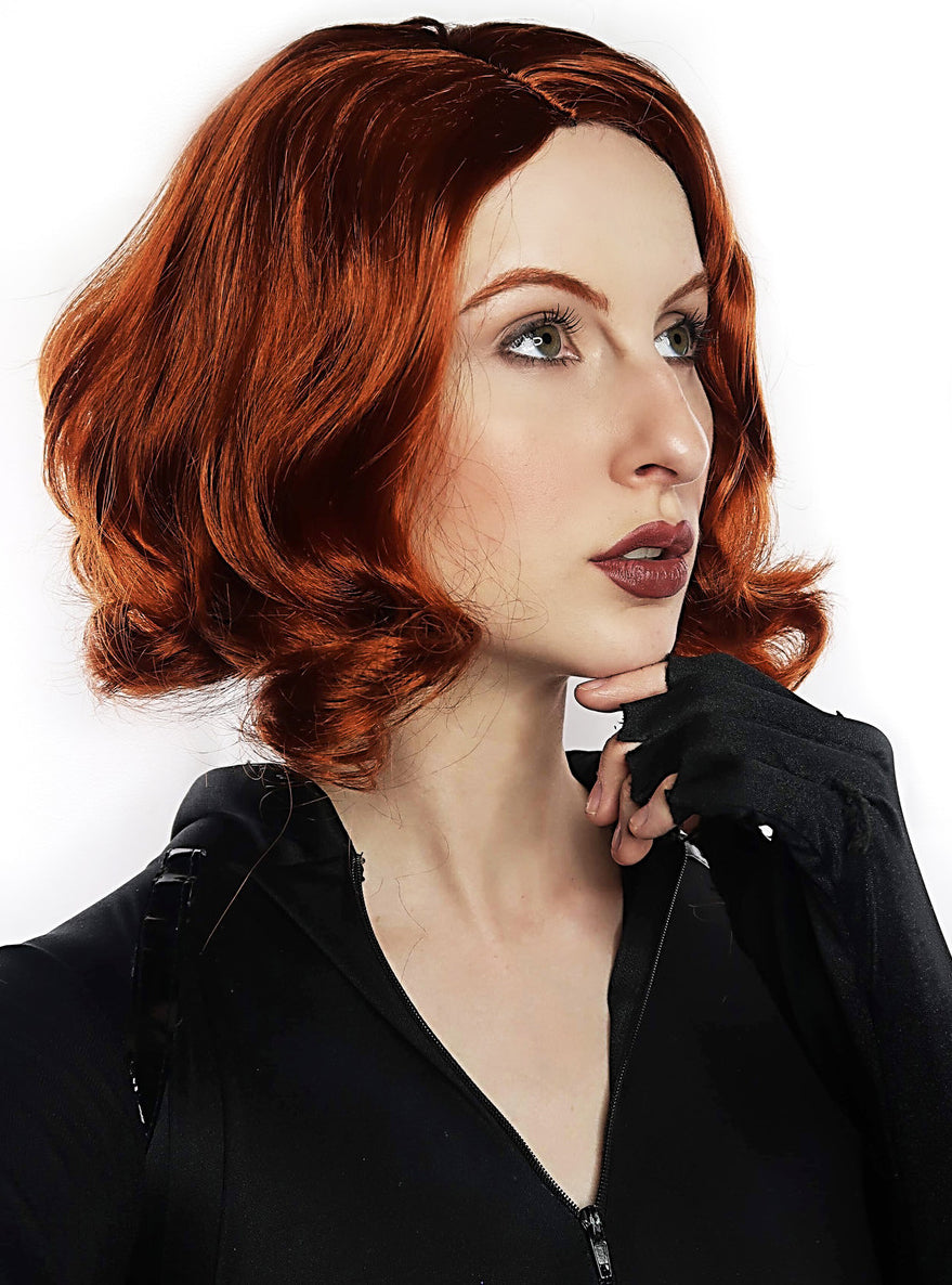Avenging Widow Womens Short Wavy Auburn Costume Wig - Main Image