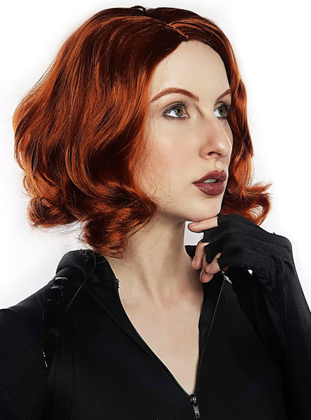 Avenging Widow Womens Short Wavy Auburn Costume Wig - Main Image