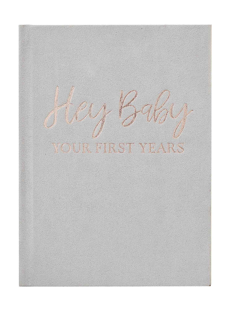 Baby in Bloom Grey Suede Our First Years Baby Journal - Main Image