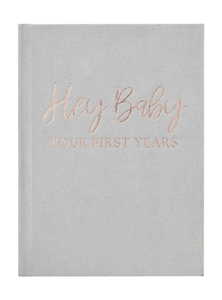 Baby in Bloom Grey Suede Our First Years Baby Journal - Main Image