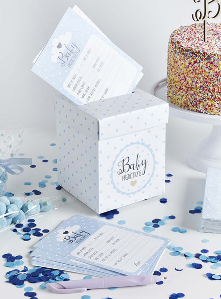 Baby Shower Predictions Blue Box and Cards Set - Main Image