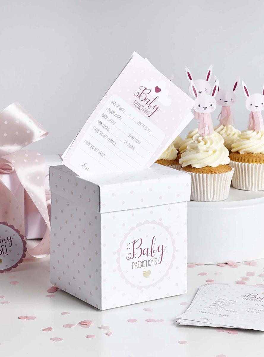 Baby Shower Predictions Pink Box and Cards Set - Main Image