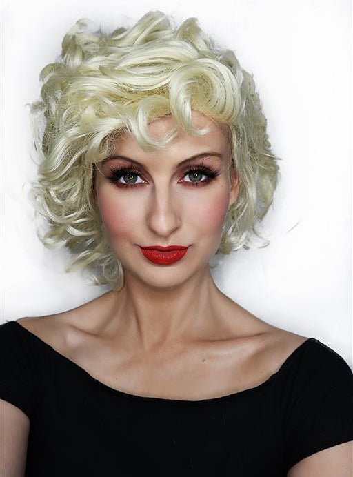 Bad Sandy Womens Short Blonde Curly 1950s Costume Wig - Alternative Image 3