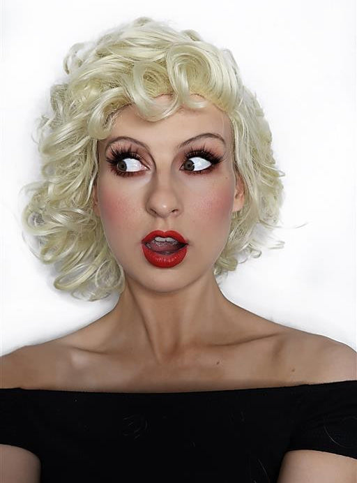 Bad Sandy Womens Short Blonde Curly 1950s Costume Wig - Alternative Image 4