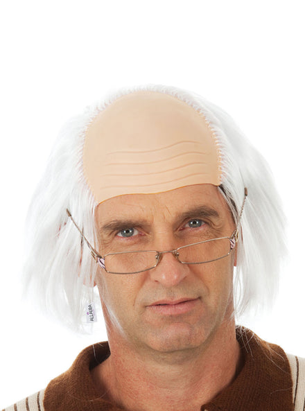 Balding Old Grandpa Mens White Costume Wig - Main Image