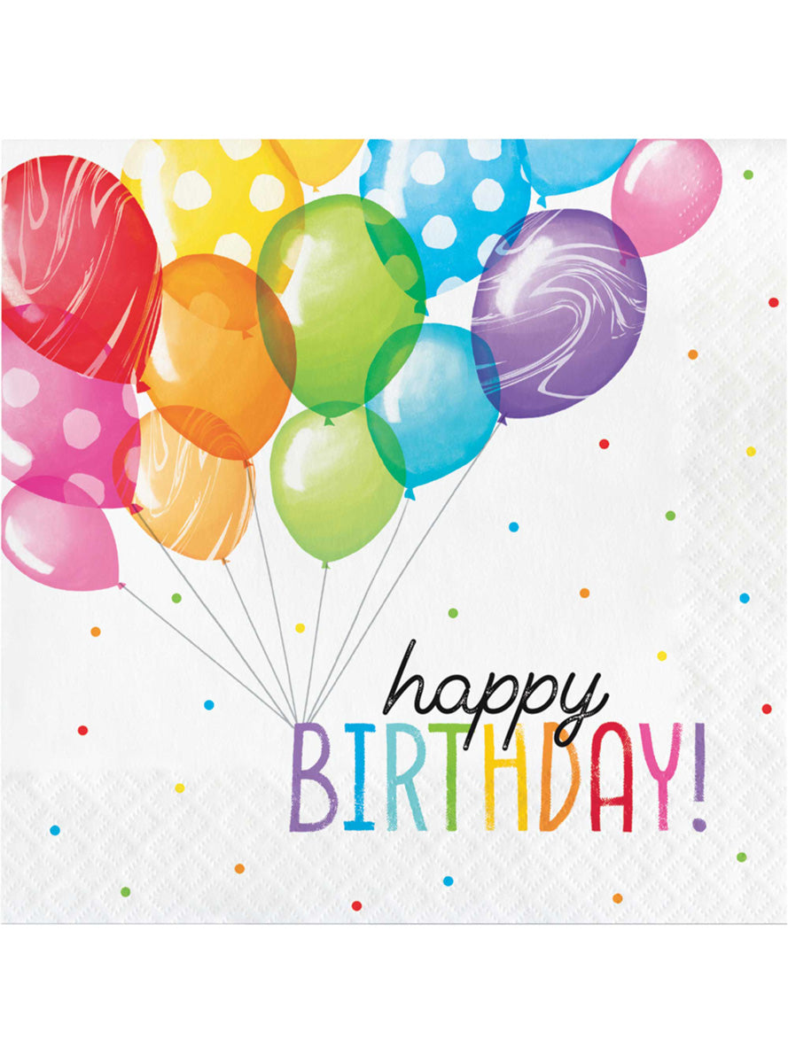 Balloon Bash 16 Pack Happy Birthday Lunch Napkins – Main Image