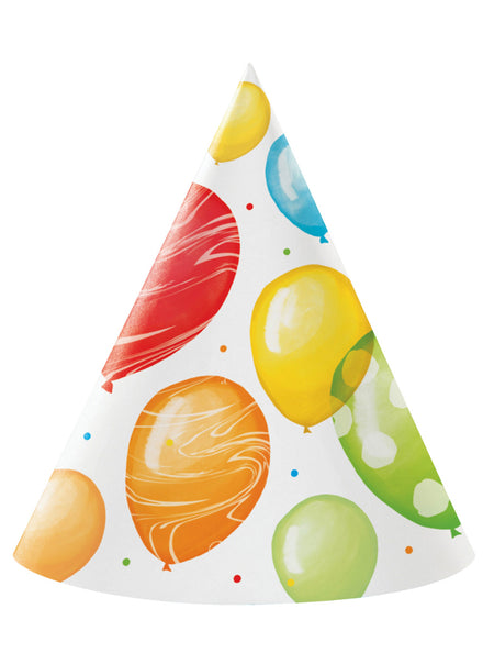Balloon Bash Birthday Party Cone Shaped Party Hats – Main Image