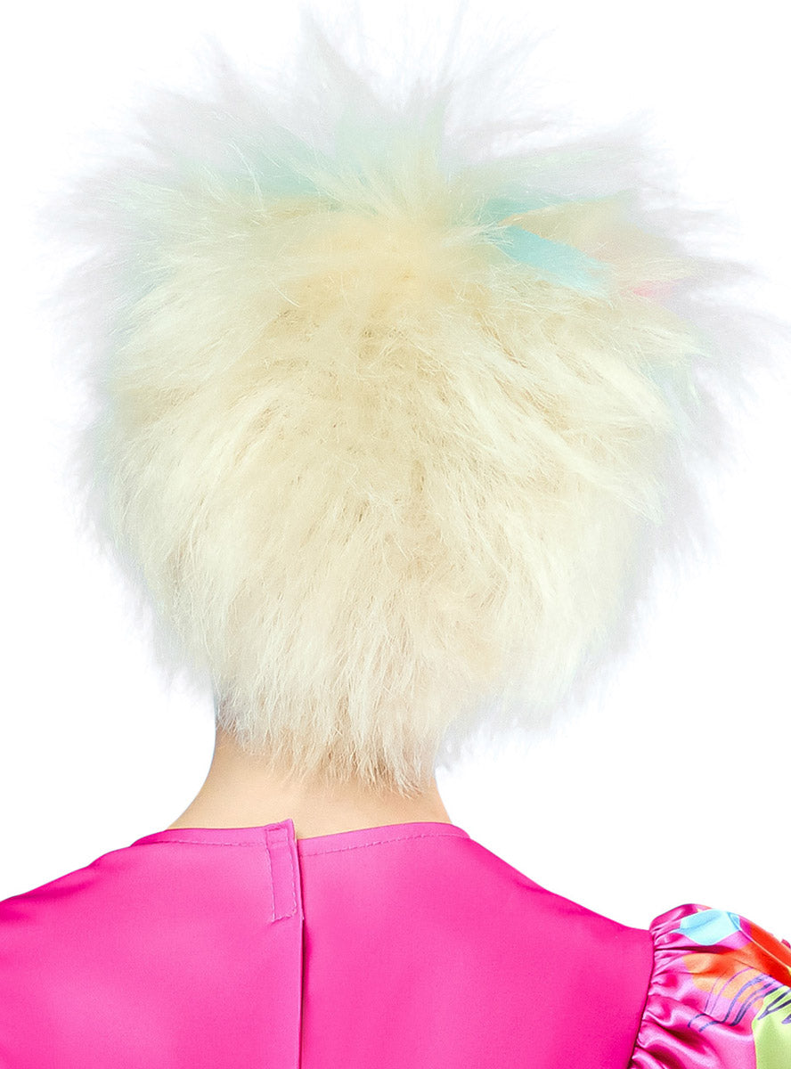 Girls Short Blonde Weird Barbie Costume Wig - Back Image