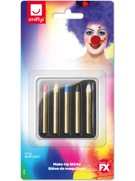 Pack of 5 Primary Colour Face and Body Makeup Sticks - Main Image