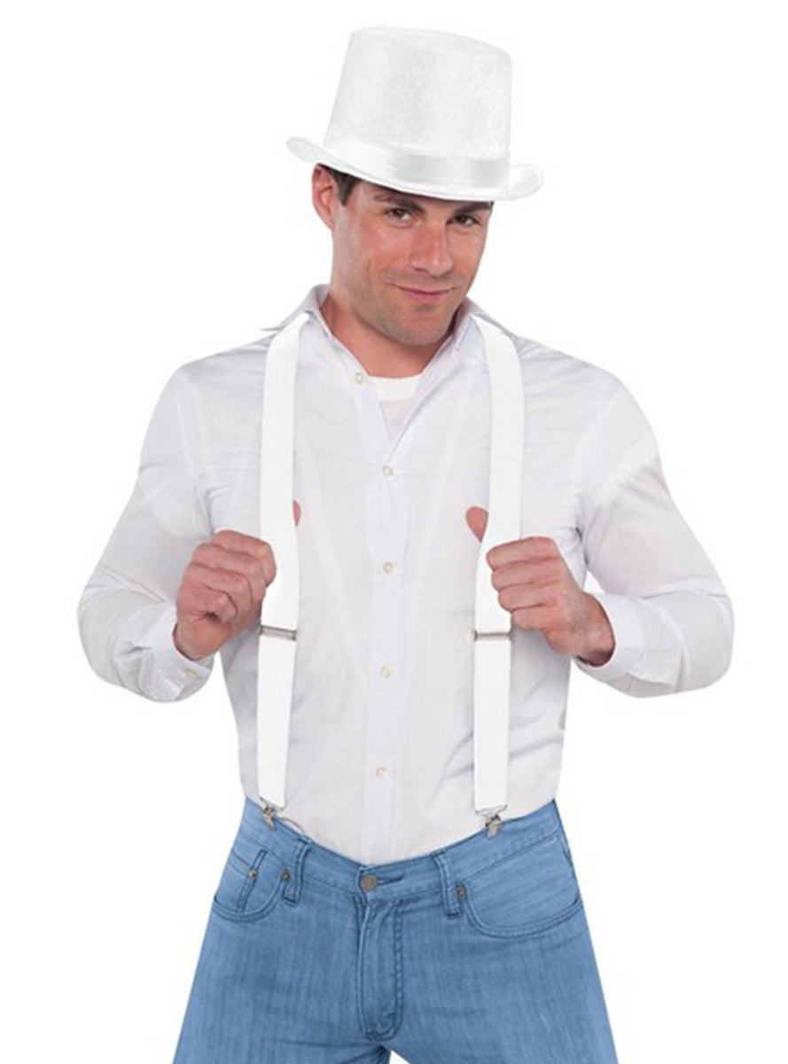 Classic White Costume Braces - Main Image