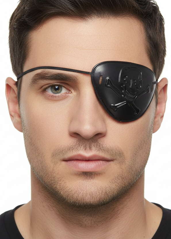 Basic Black Plastic Pirate Costume Eyepatch - Main Image
