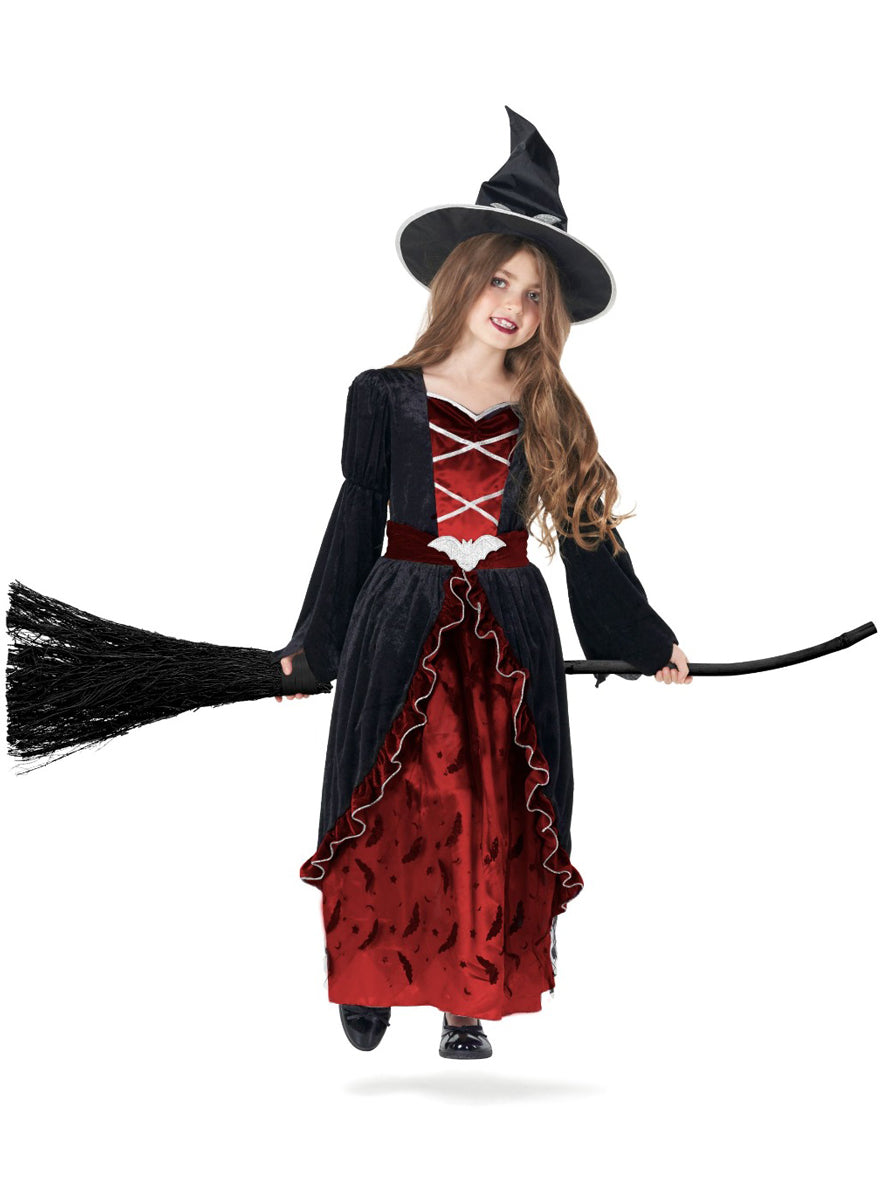 Red and Black Girls Bat Witch Costume - Alternate Image
