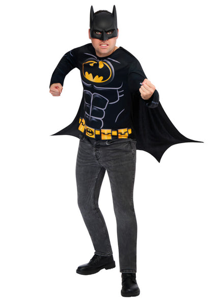 Batman Mens DC Superhero Costume Shirt and Mask Set – Main Image