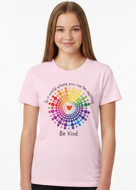 Teens Light Pink T-Shirt with Be Kind Harmony Day Print Main Image