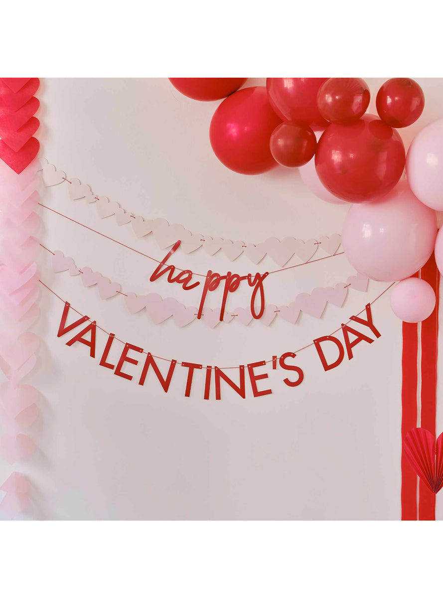 Be Mine Happy Valentines Day Red and Pink Bunting - Main Image