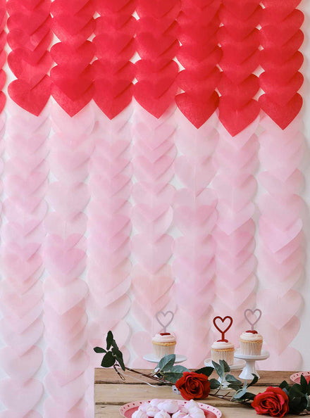 Be Mine Pink and Red Ombre Hearts Valentines Day Backdrop - Main Image