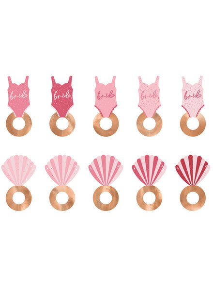 Beach Party 10 Pack Pink Swimsuit Bride Hens Party Drink Tags — Main Image