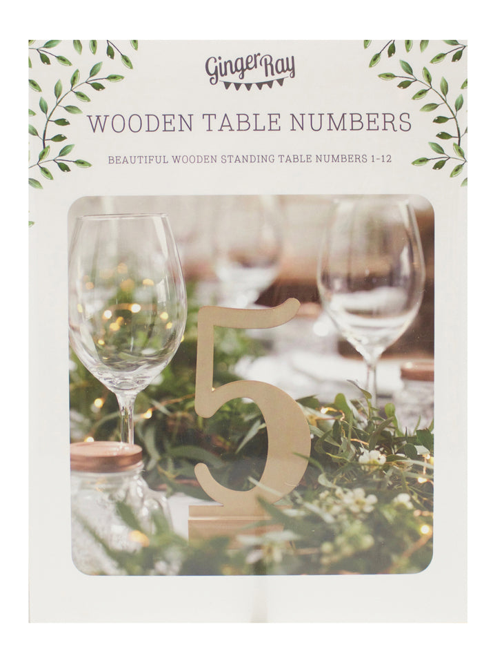 Wooden Table Numbers 12 Pack - Packaging Image