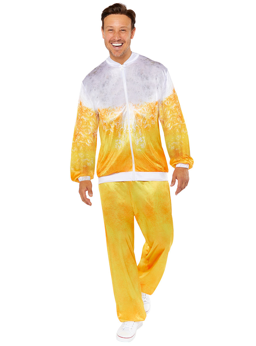 Mens Beer Print Novelty 1980s Shell Suit Costume - Main Image