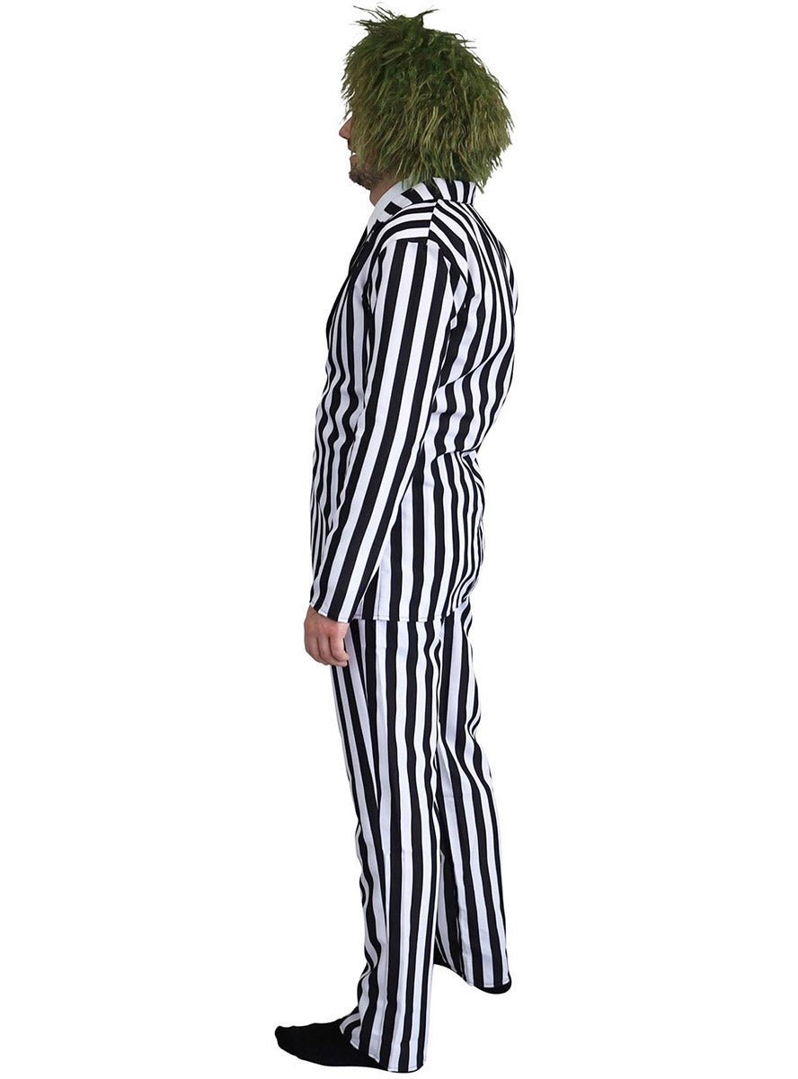 Side image of Beetle Time Mens Black And White Striped Halloween Costume
