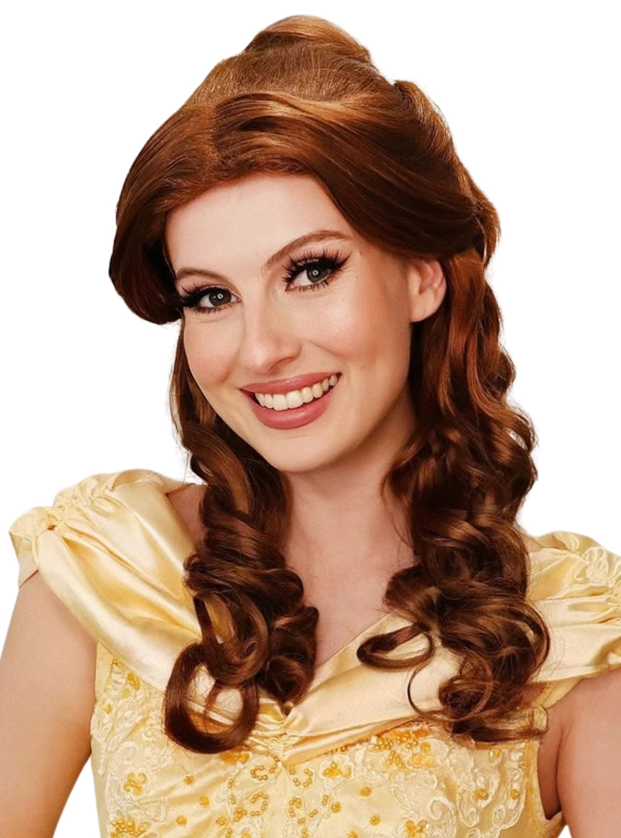 Golden Princess Womens Brown Updo Costume Wig