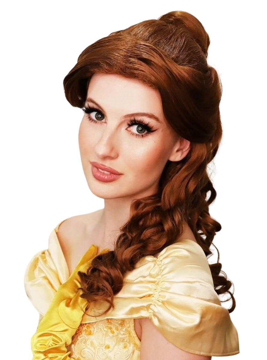 Golden Princess Womens Brown Updo Costume Wig