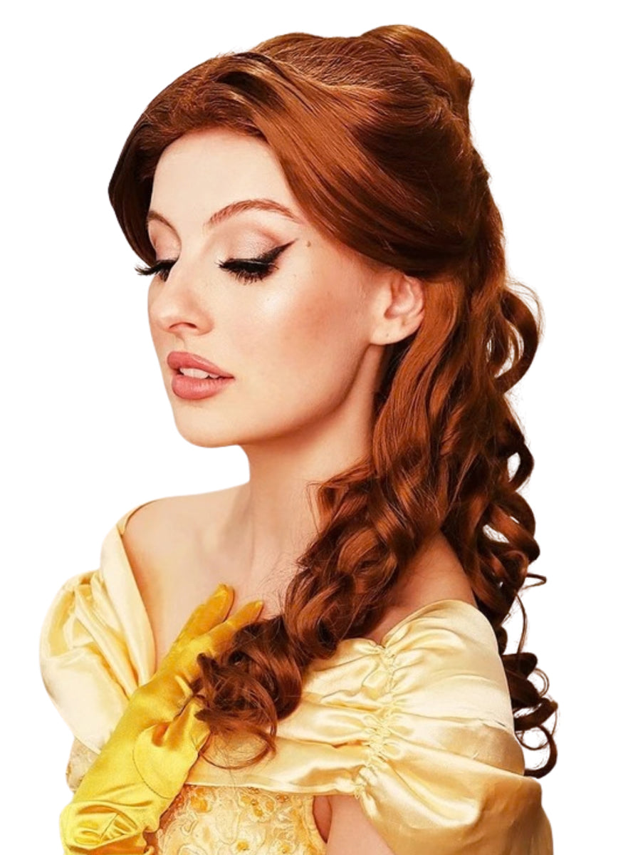 Golden Princess Womens Brown Updo Costume Wig