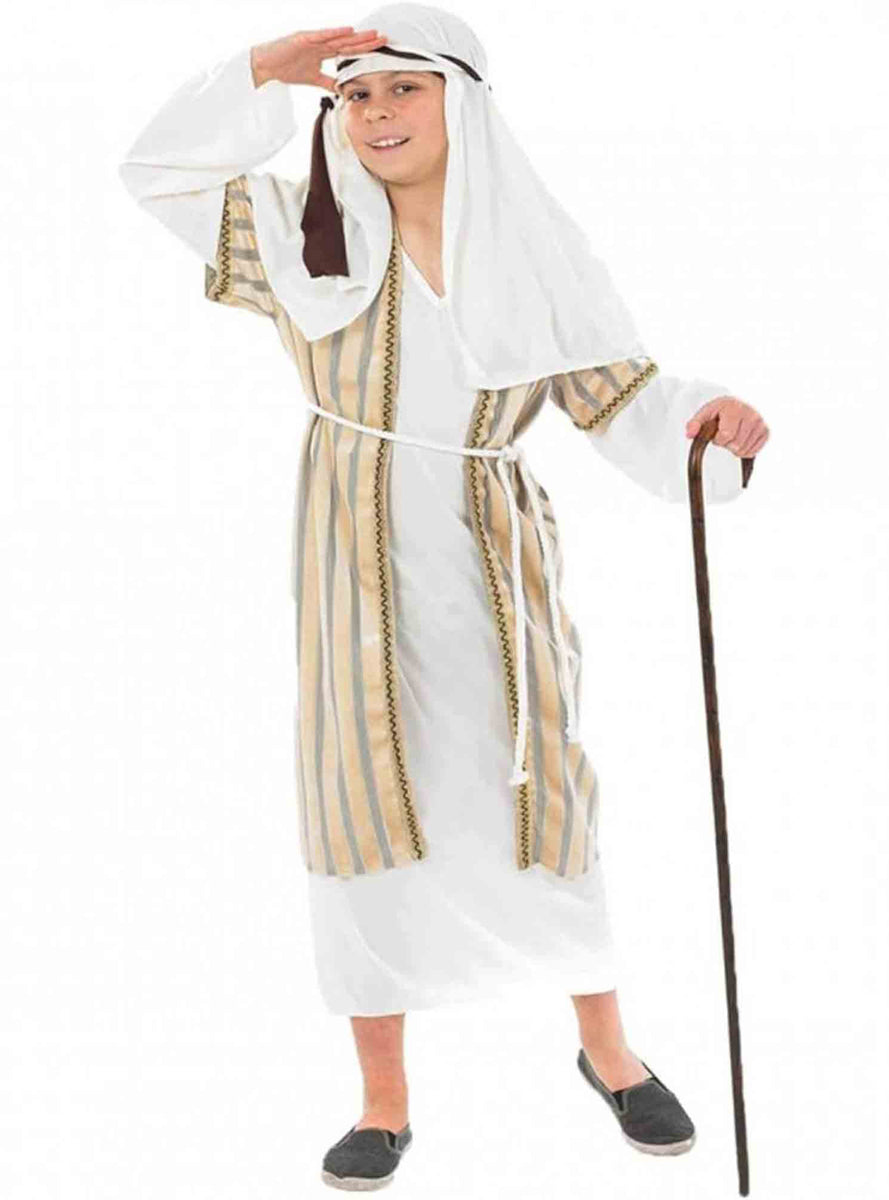 Teen Biblical Gold Shepheard Christmas Nativity Costume With Robe