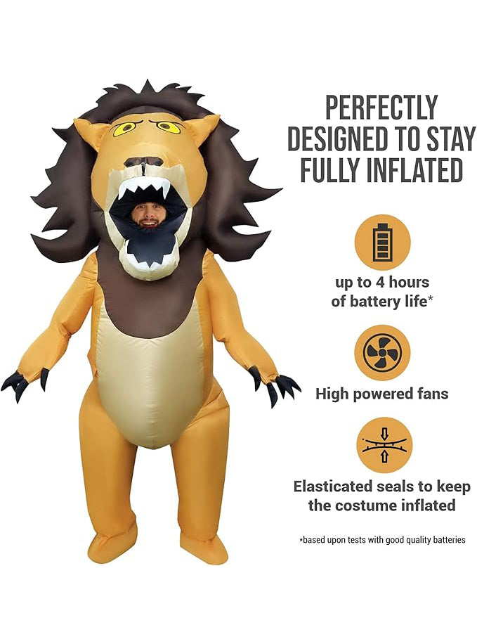Inflatable Lion With Big Mouth Adults Costume - Details Image