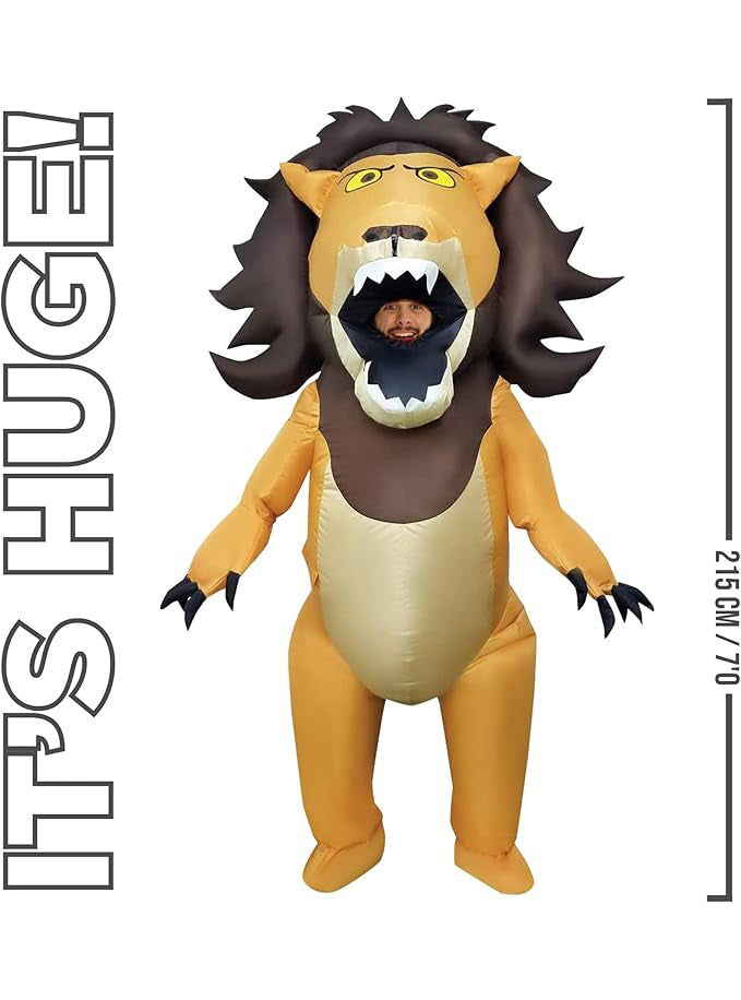 Inflatable Lion With Big Mouth Adults Costume - Size Image