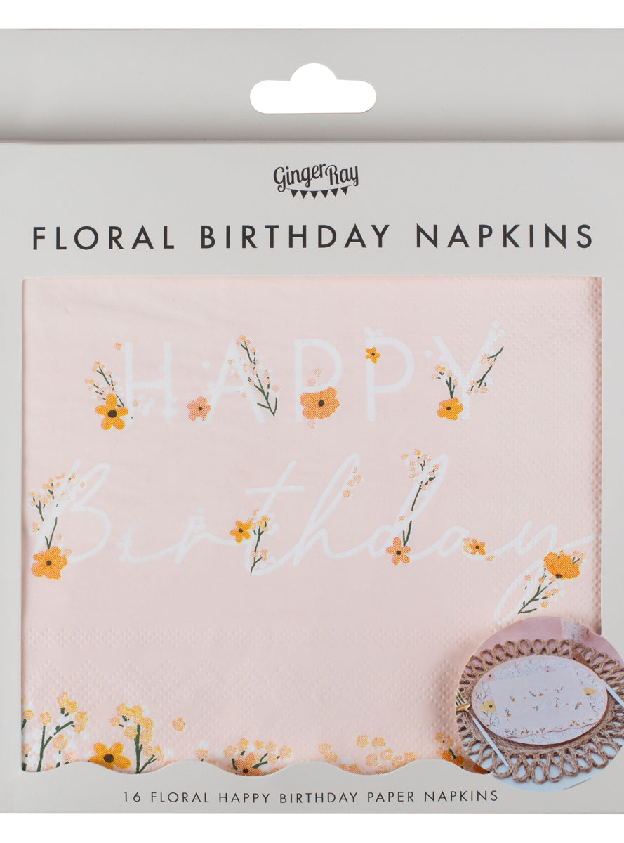 Birthday Bloom Floral Napkins - Packaging Image