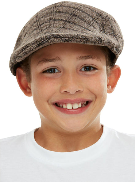 Boys Brown Flat Cap Costume Hat