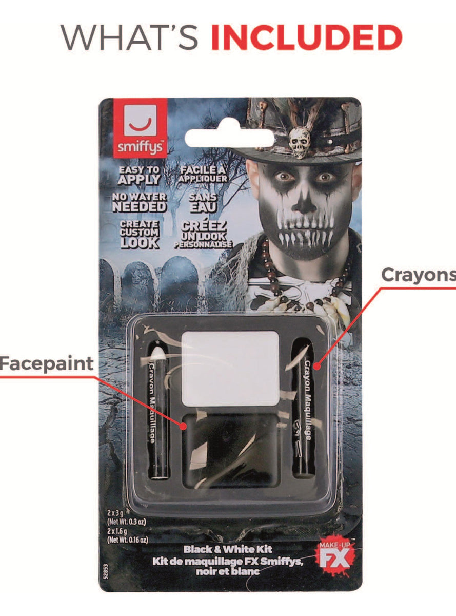 Halloween Essentials Black and White Makeup Kit - Information Image