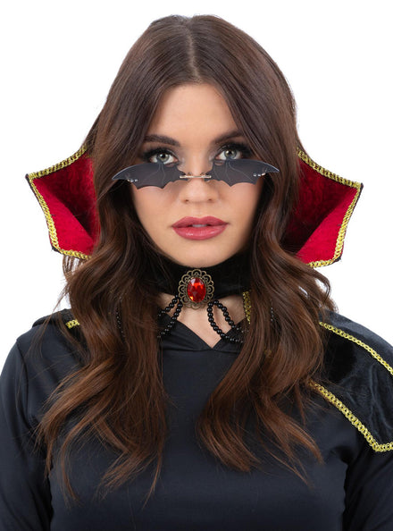 Black Bat Shaped Womens Halloween Vampire Costume Glasses - Main Image