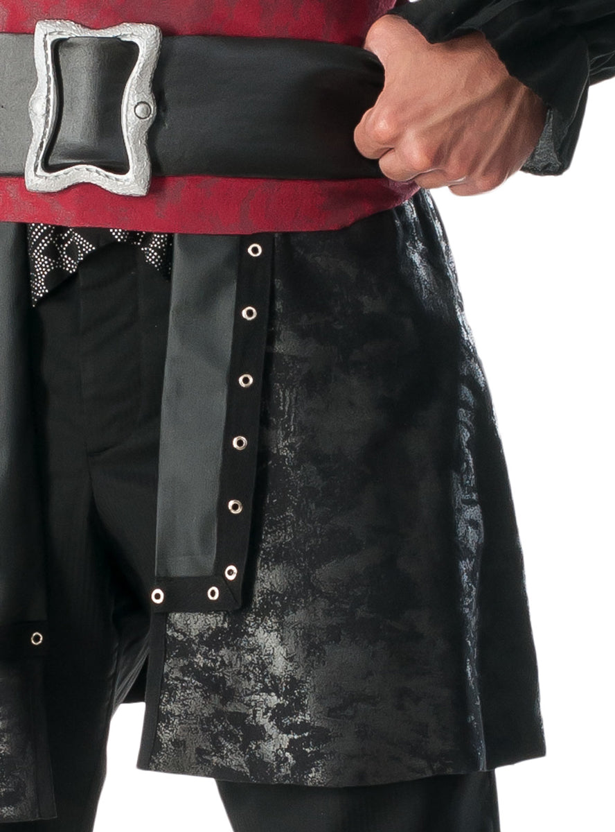 Black Beard Mens Skull Pirate Costume - Close Image 2
